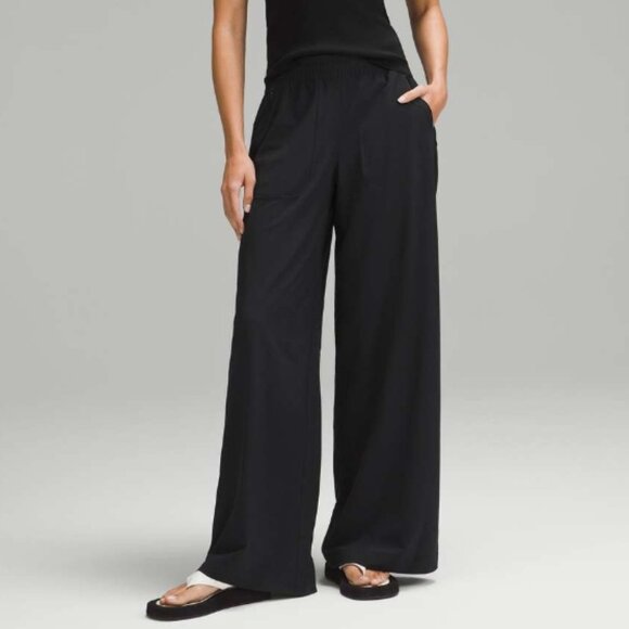 Lululemon Swift Wide Leg Mid Rise Pant Full Length Size 14 Black Lightweight - Picture 1 of 12